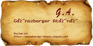 Günszberger Aténé névjegykártya
